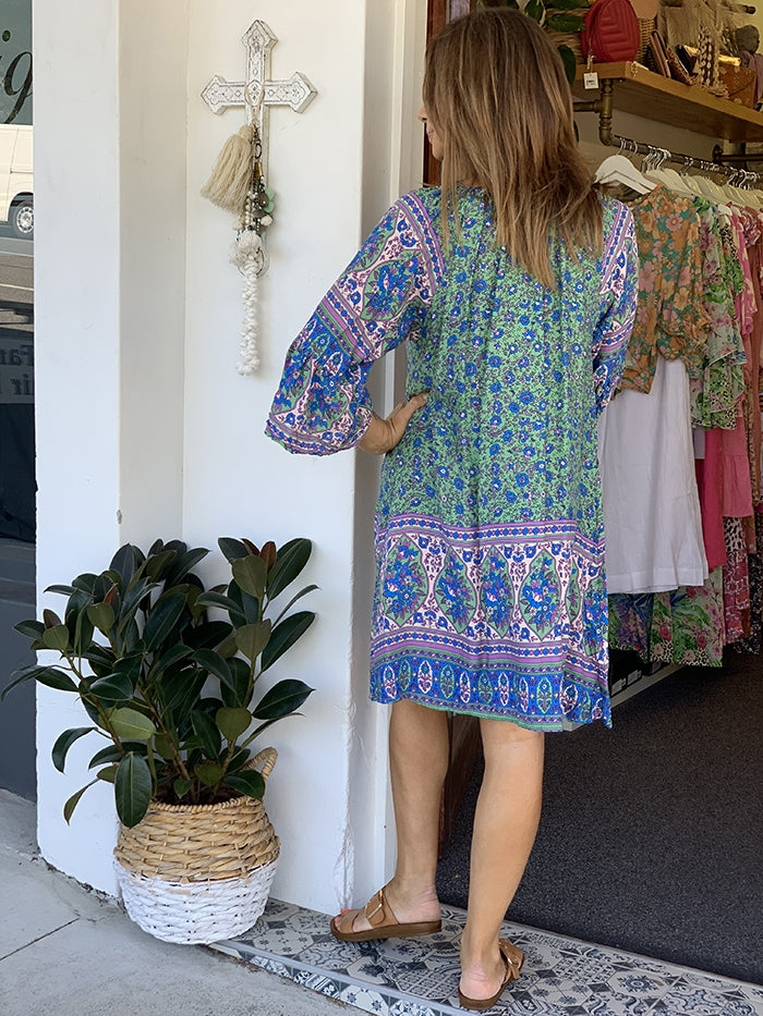 Indie Summer Dress - Green Floral