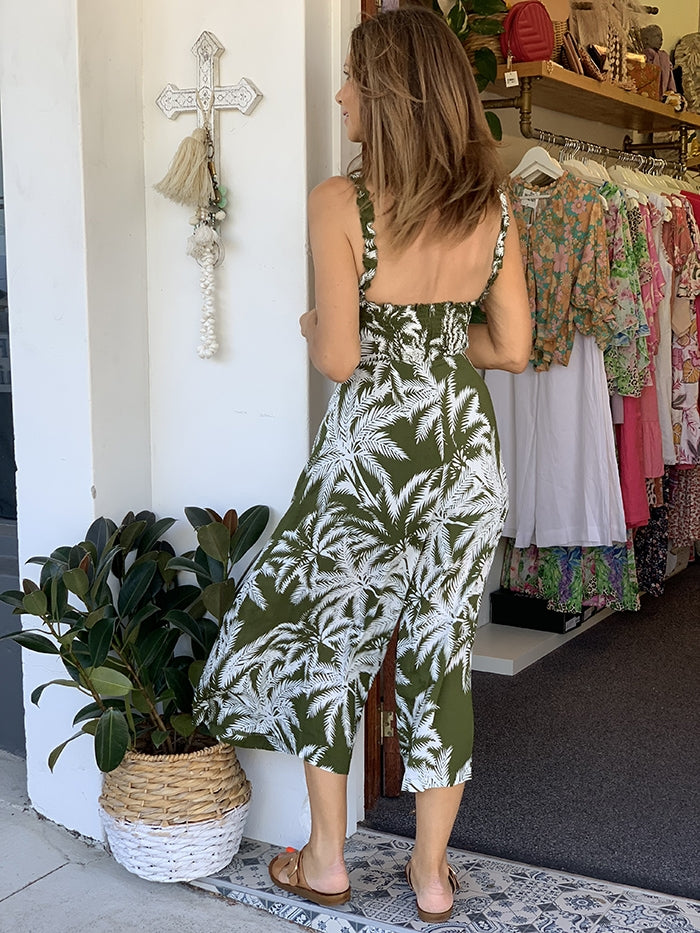 Olive Palm Jumpsuit
