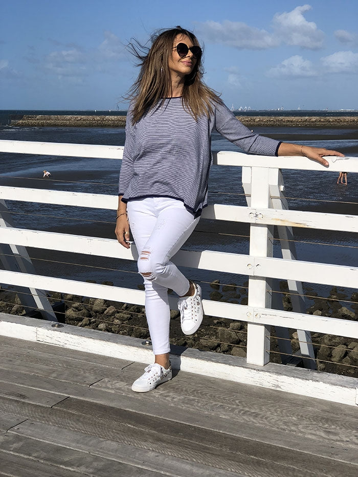Katie Striped Knit - Navy