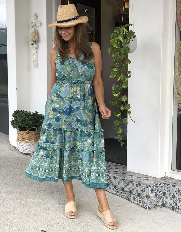 Eisley Dress - Teal Floral