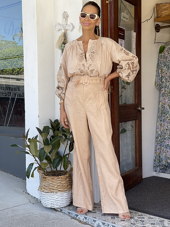 Renaissance Embroidery Blouse - Pink Clay