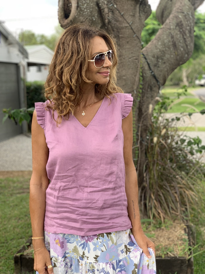 Lilac Linen Top