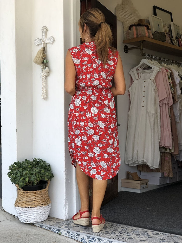 Elina Dress - Red Floral