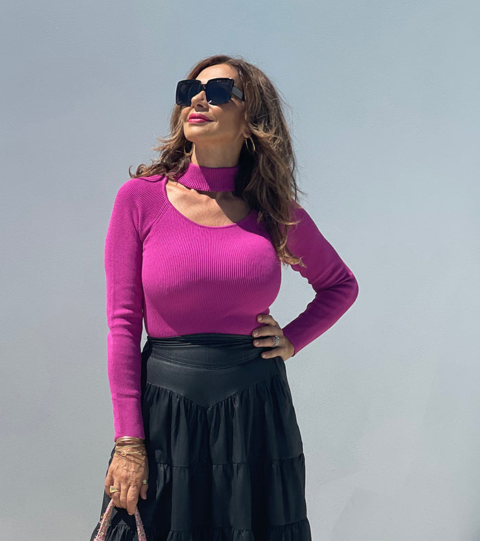 Deep Magenta Knit Top