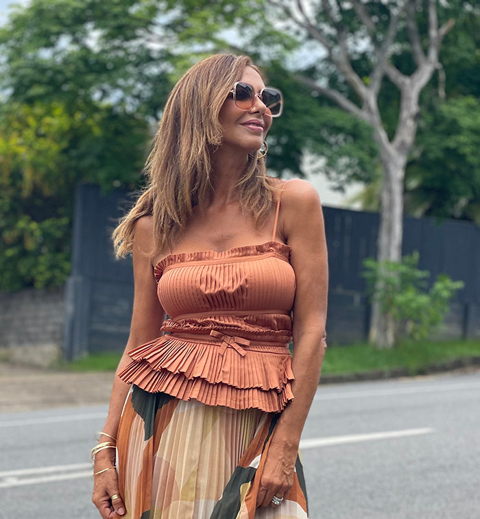 Golden Fields Pleated Top