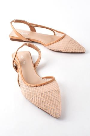 Mesh Front Sling Back Slide - Nude