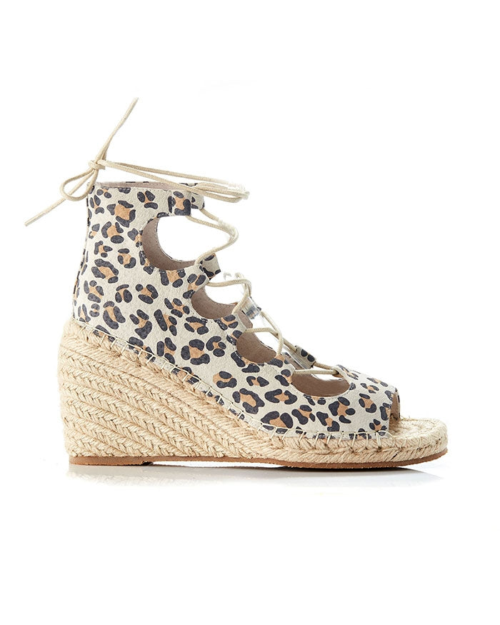 Vine Leather Wedge - Tan Leopard