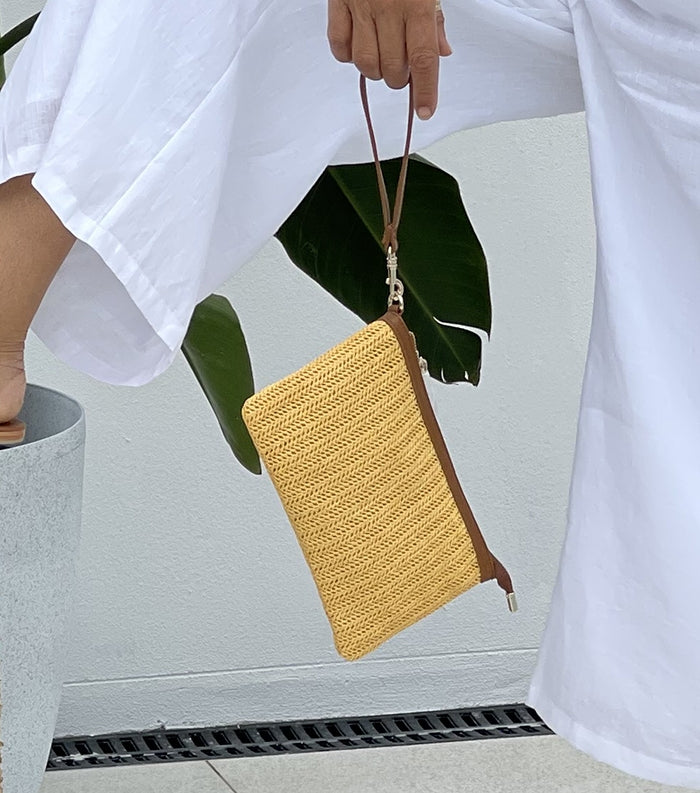 Lydia Faux Weave Clutch